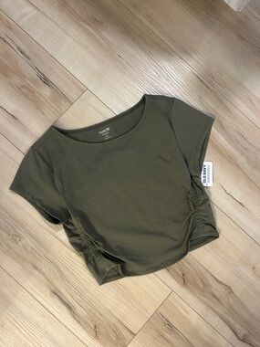 Old Navy Olive Ruched-Side Crop Top